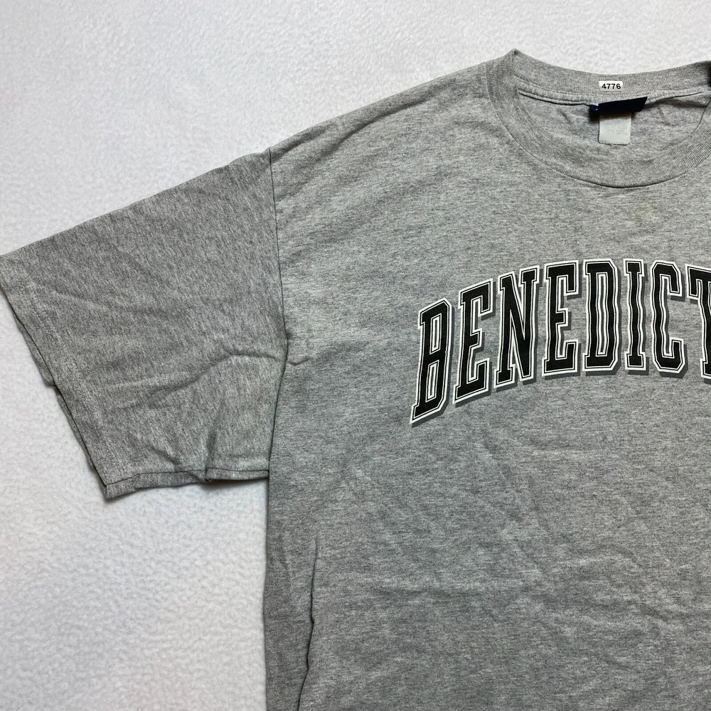 Benedictine T-Shirt Mens Large Gray Short Sleeve Crew Neck